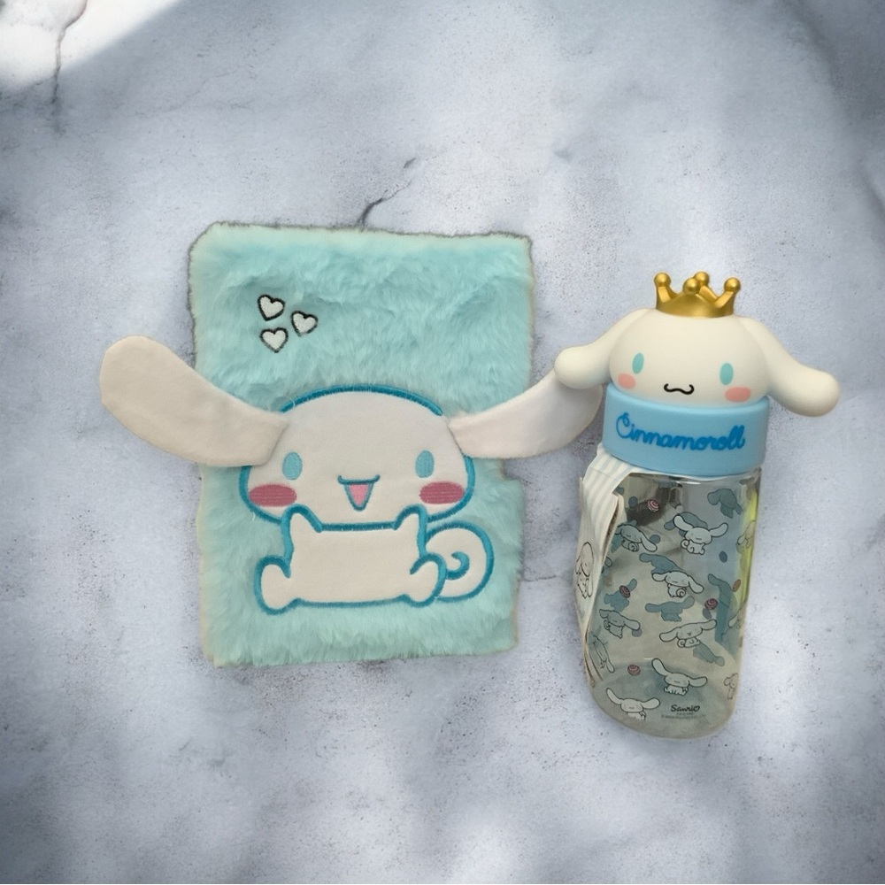 PRIMARK Cinnamoroll fluffy notebook and water bottle-Retail $26